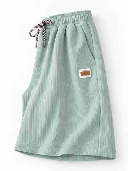 Plus Size Checkerboard Drawstring Casual Shorts - Green - View 3