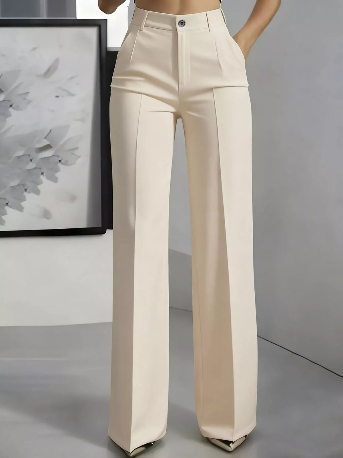Full Size High-Waisted Wide-Leg Pants Plus Size - Apricot - View 1