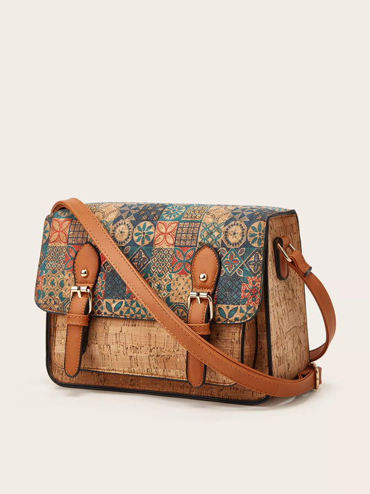 Vintage Pattern PU Leather Crossbody Bag - product photo 2