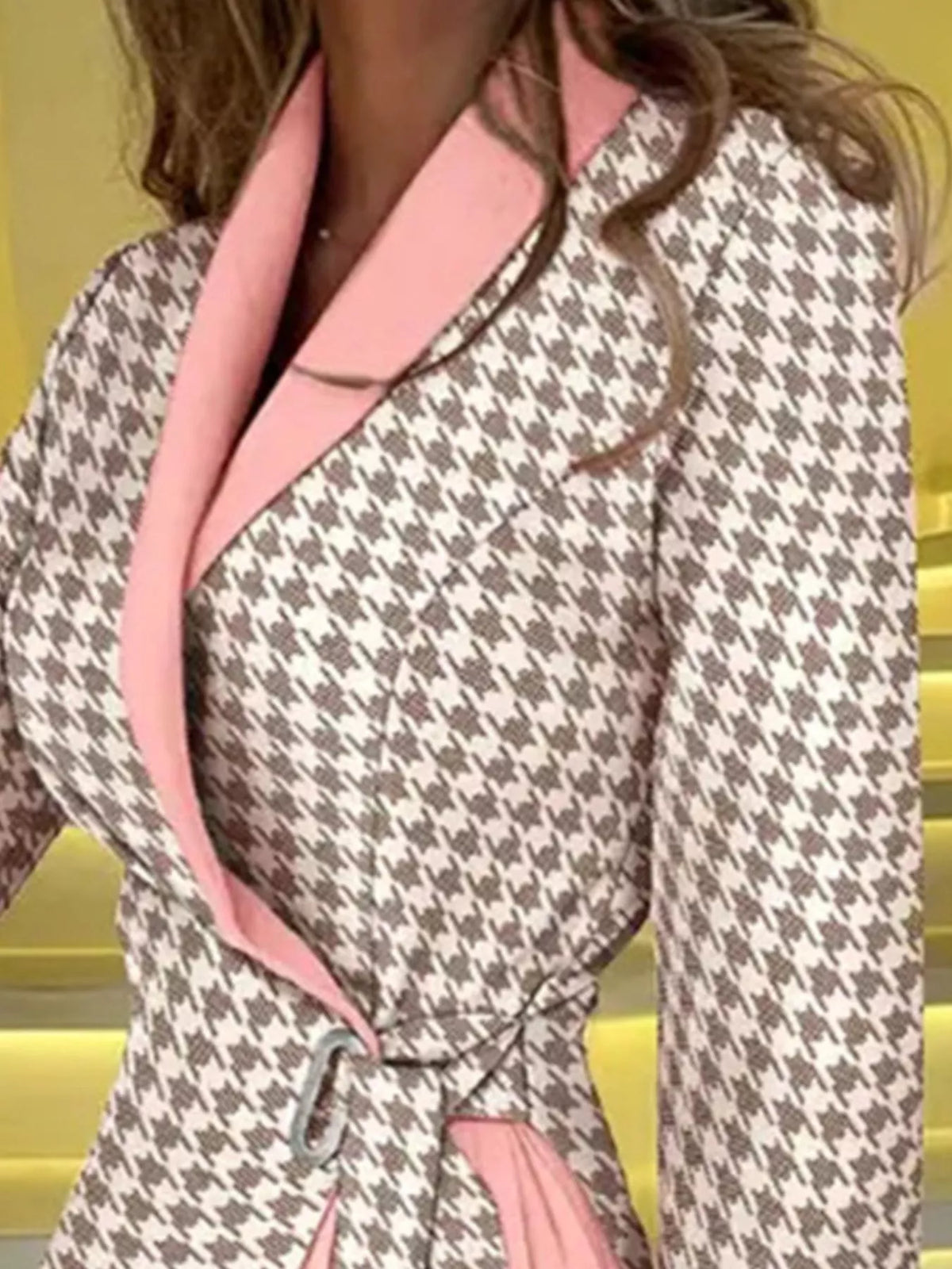 Blazer Style Pleated Midi Dress - Dusty Pink - View 2