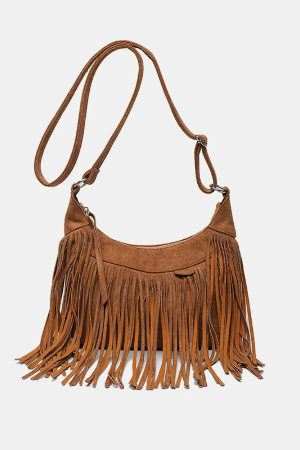 Suede Fringe Adjustable Strap Shoulder Bag - product photo 1
