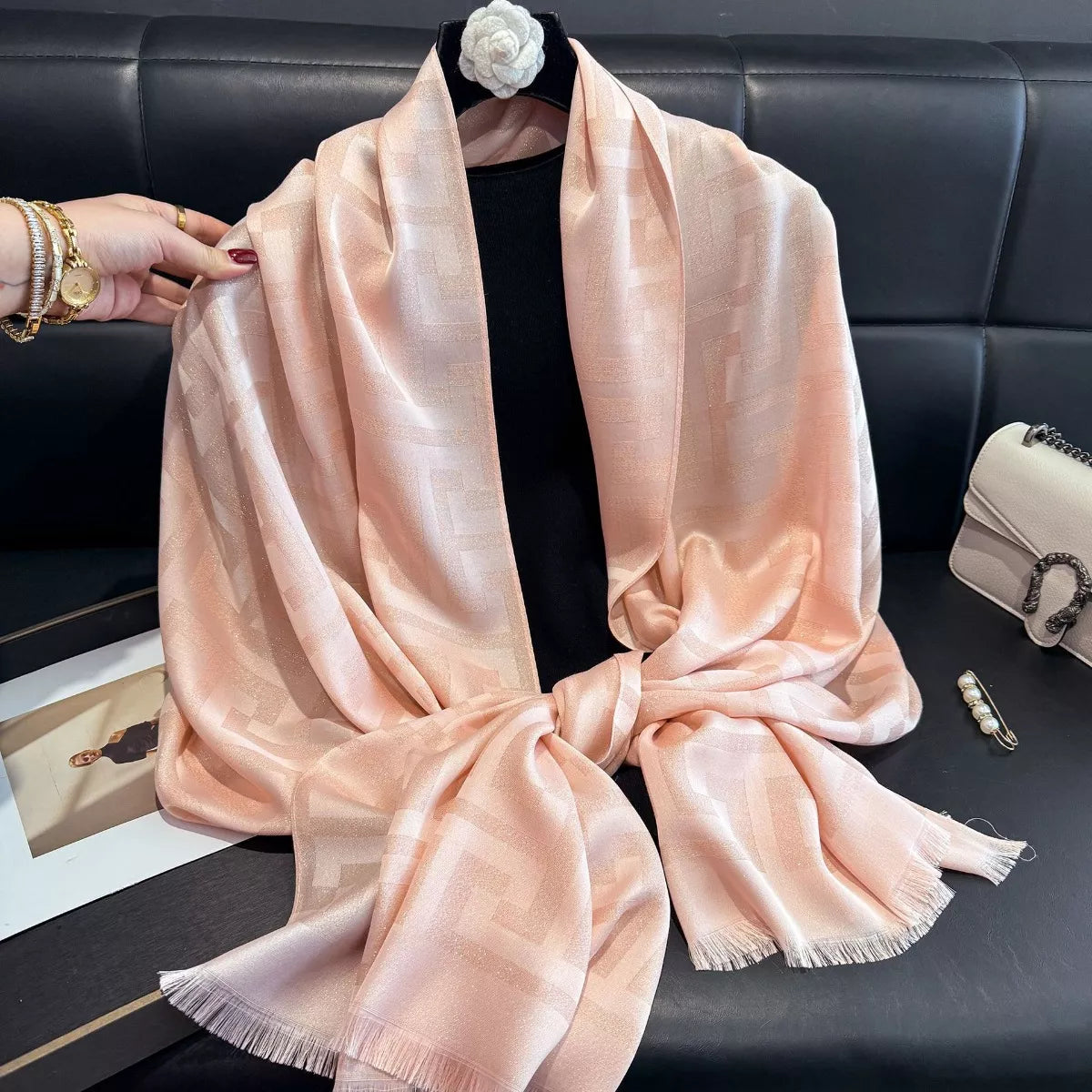 Raw Hem Scarf - Blush Pink - View 1