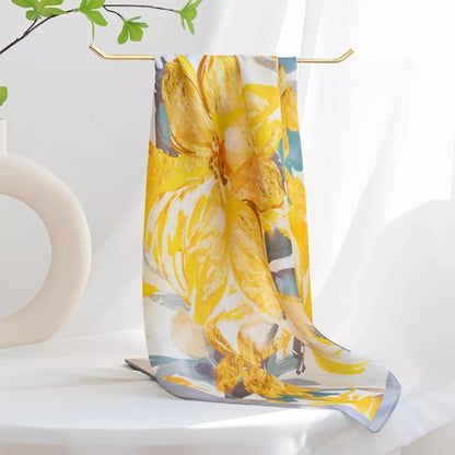 Floral Print Silk Square Scarf - Sherbet - View 2