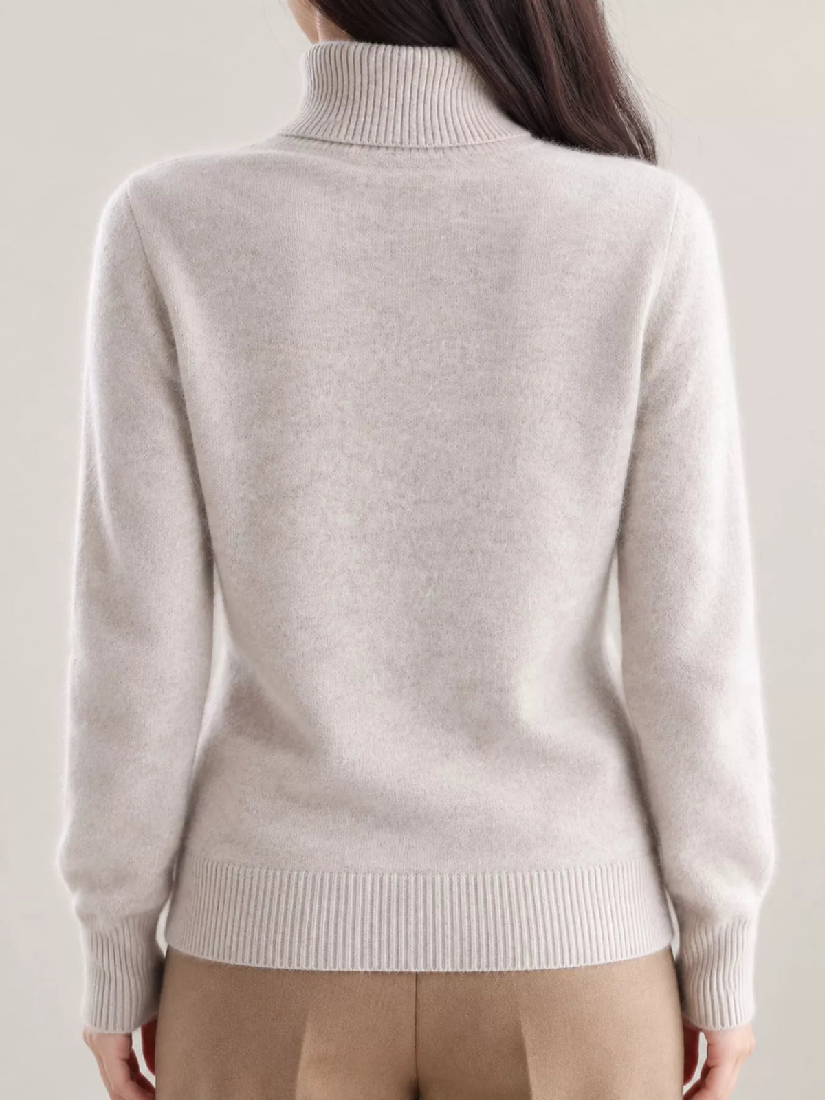 Full Size Turtleneck Long Sleeve Sweater Plus Size - Light Camel - View 8