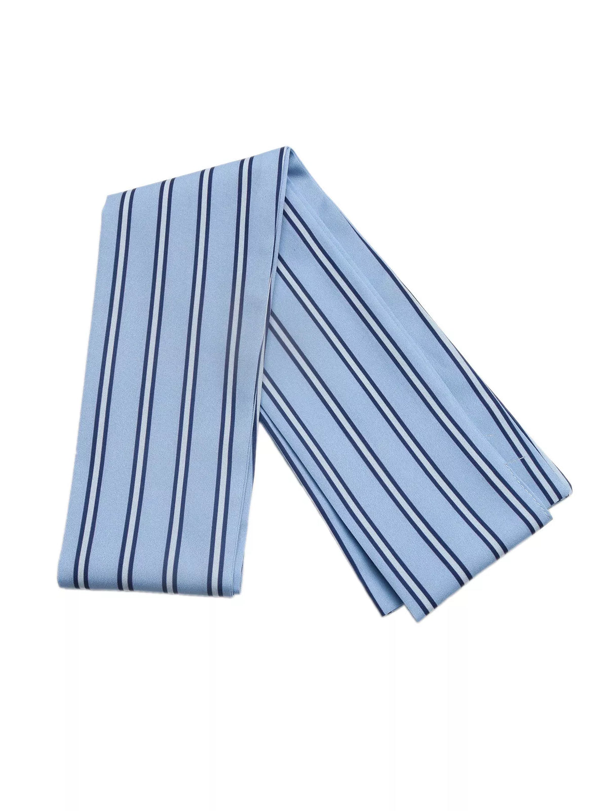 Striped Long Sleeve Blouse with Bow Tie - Blue - View 9