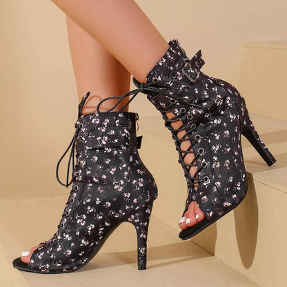 Peep Toe Stiletto Sandals - Black - View 3