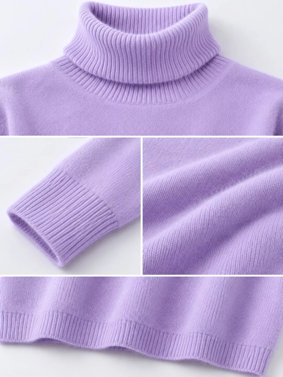 Full Size Turtleneck Long Sleeve Sweater Plus Size - Lavender - View 60