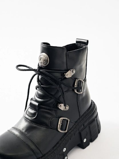 Lace Up Platform Boots - Black - View 10