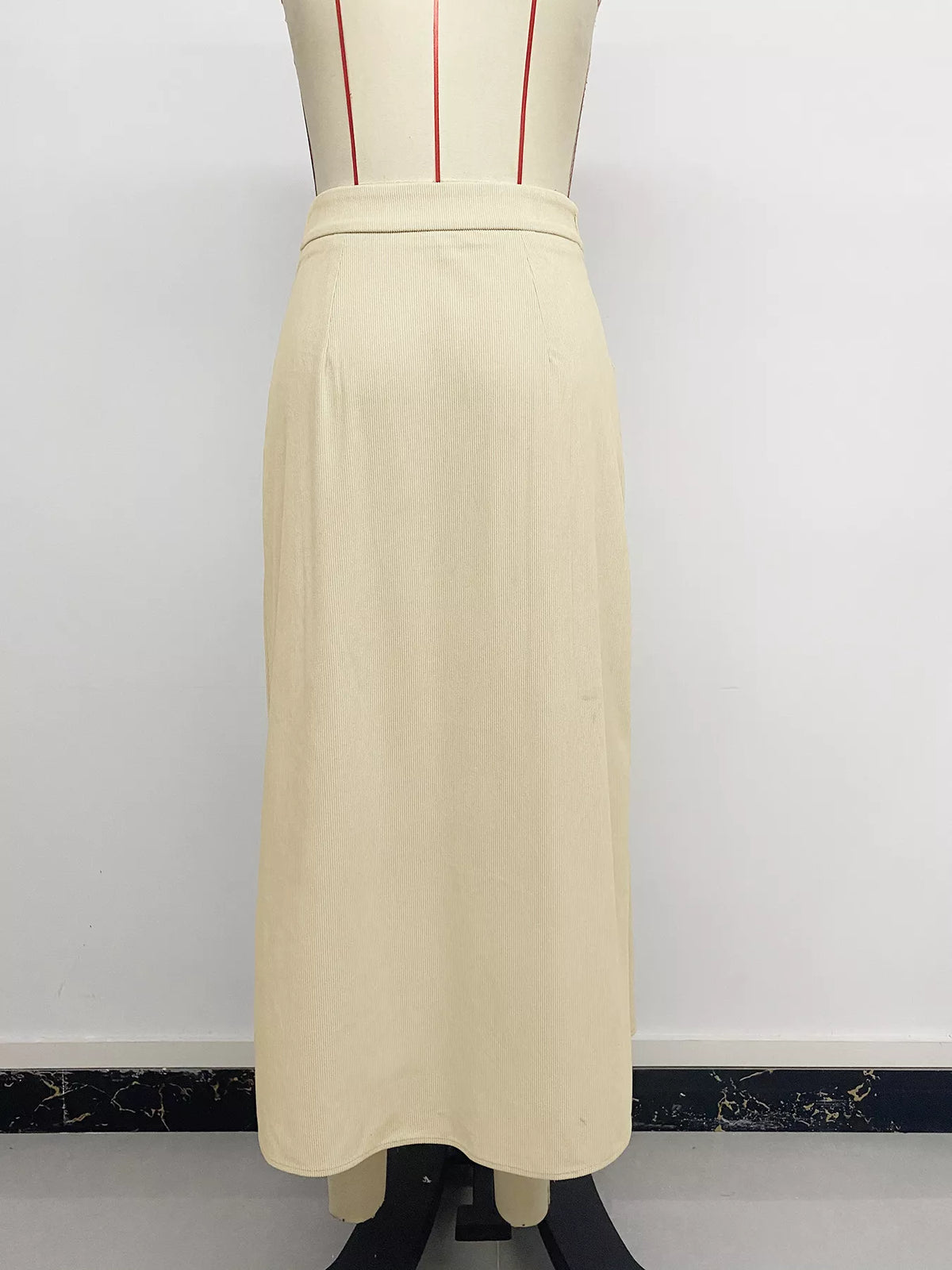 High Waist Pleated Midi Skirt - Khaki - View 9