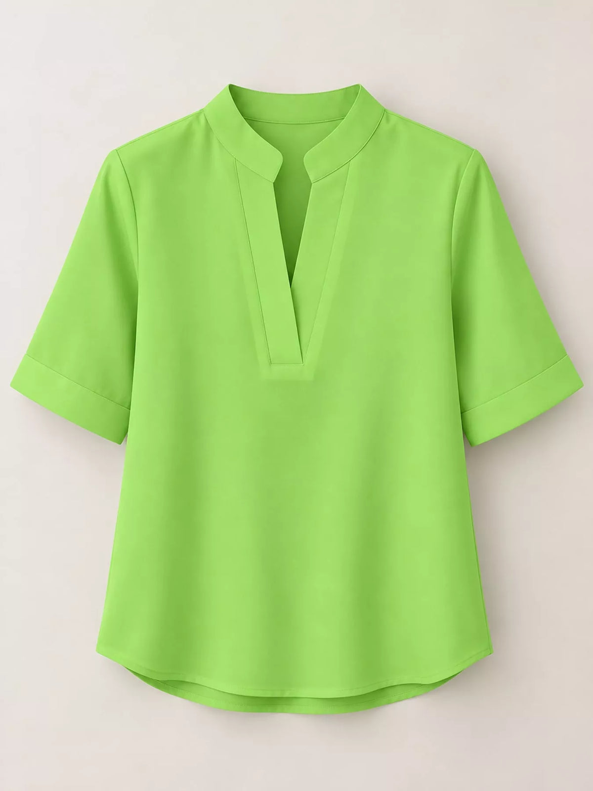 Full Size Notched Short Sleeve Blouse Plus Size - Green - View 25