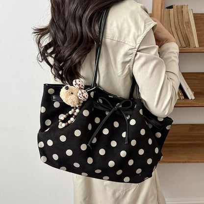 Polka Dot Shoulder Bag - Black - View 1