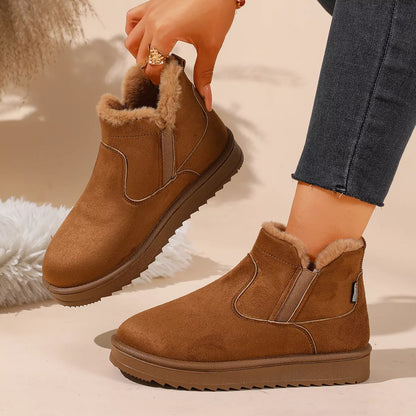 Plush Lined Winter Ankle Boots - Camel - View 3