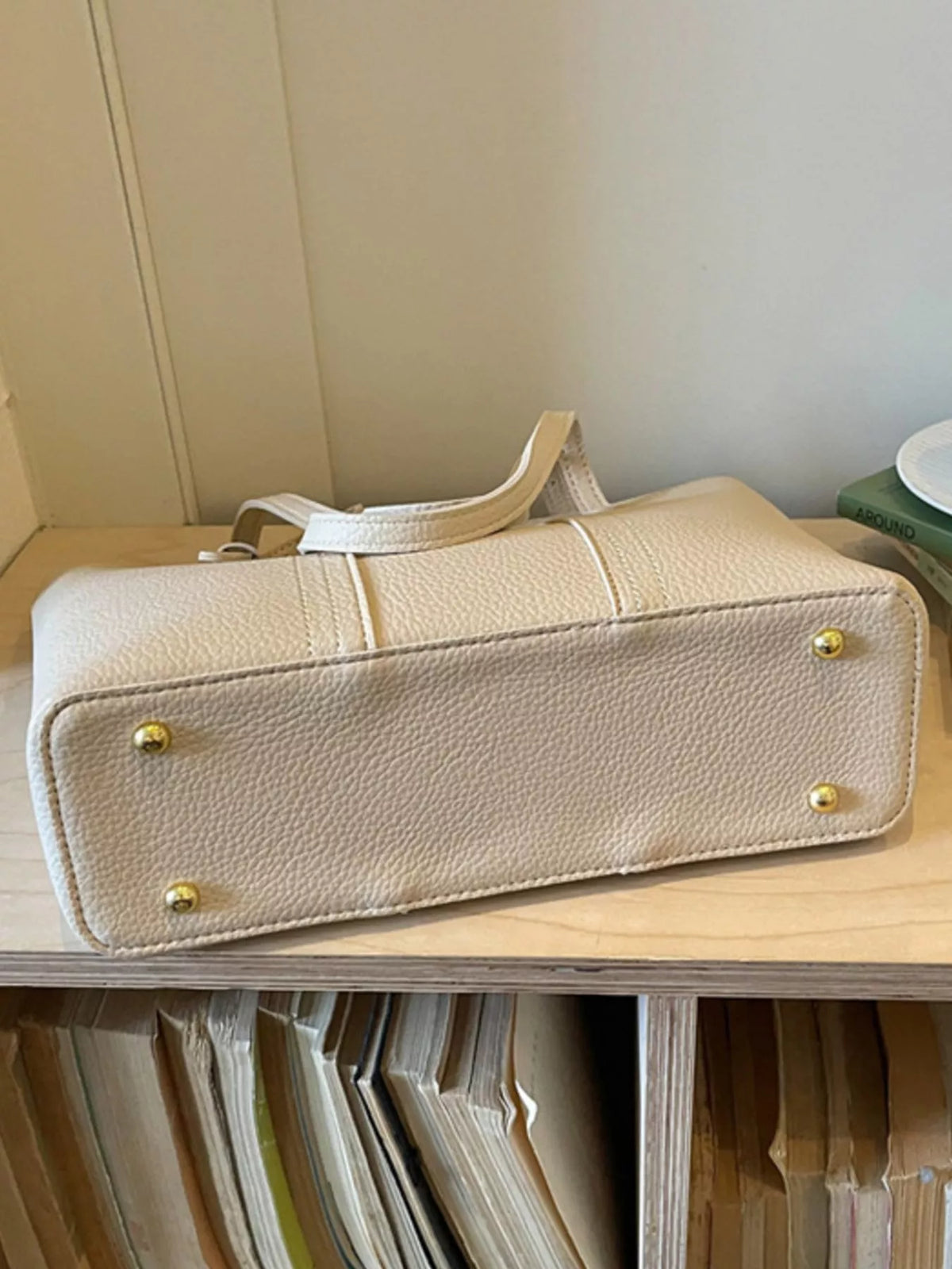 PU Leather Tote Bag - White - View 7