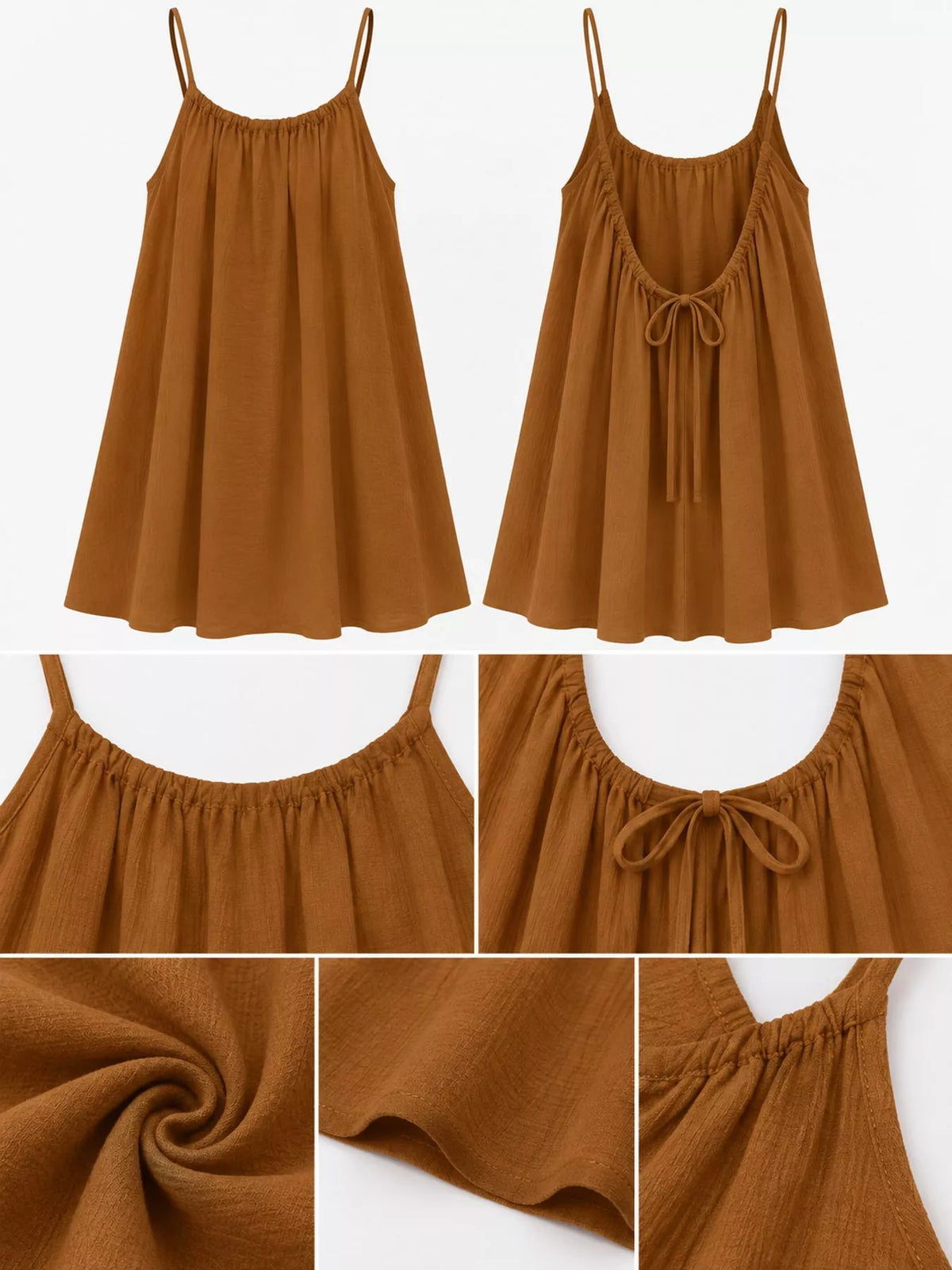 Full Size Backless Spaghetti Strap A-Line Mini Dress Plus Size - Orange-Style C - View 25