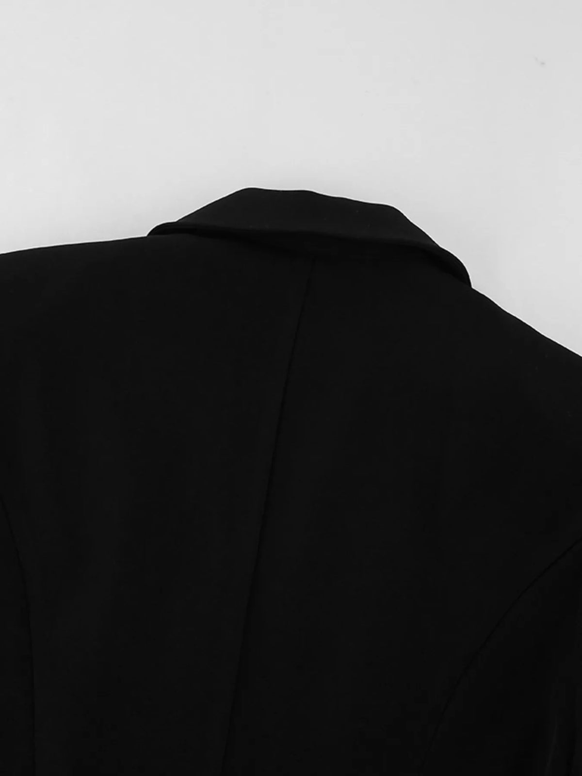 Lace Hem Lapel Collar Blazer - Black - View 16