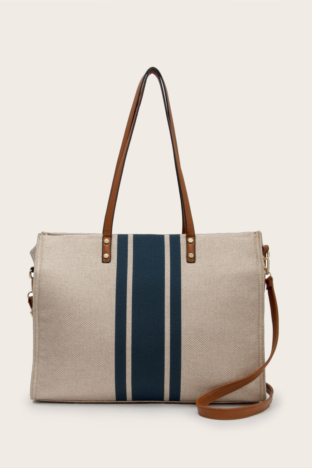 Striped Tote Bag - Khaki - View 1