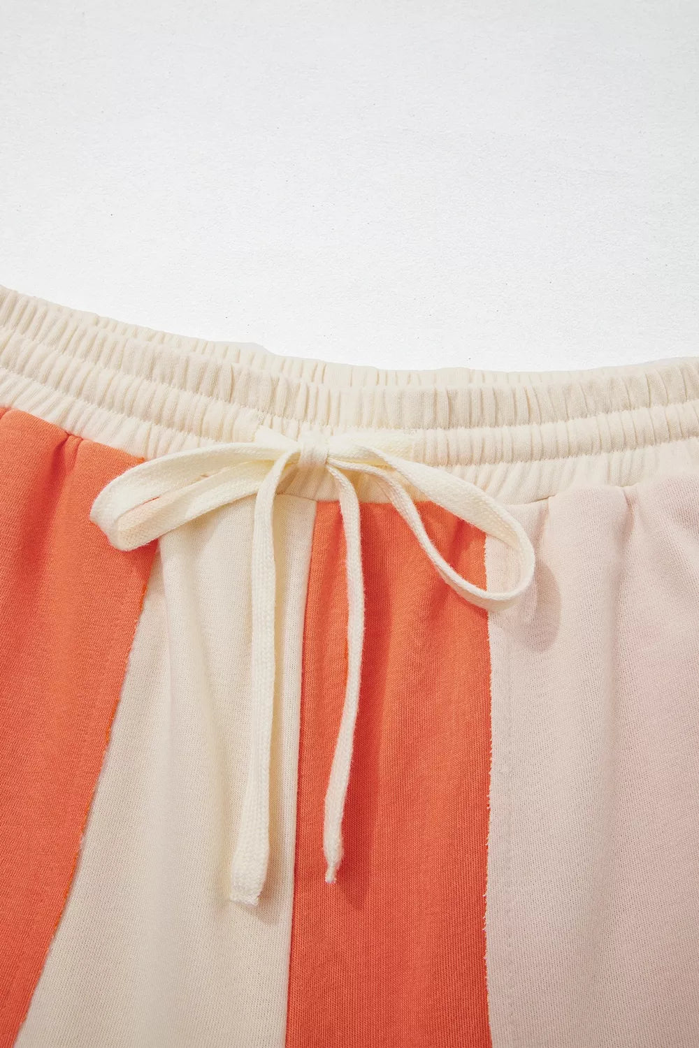 Raw Seam Colorblock Wide Leg Ankle Length Casual Pants - Orange - View 7