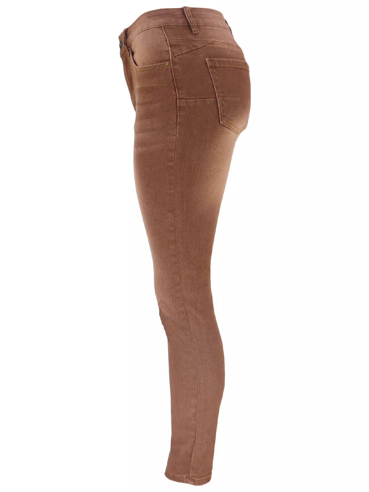High-Waisted Slim-Fit Jeans - Brown - View 7