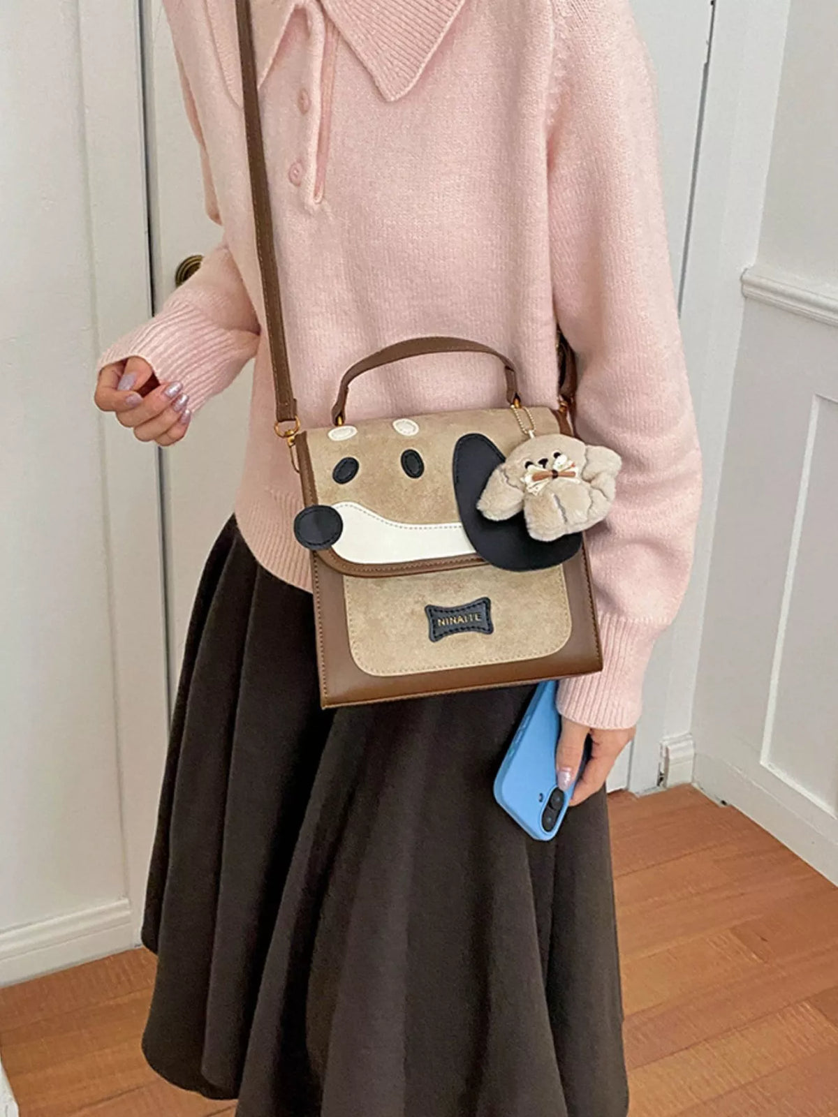 Color Block Backpack Bag - Khaki - View 5