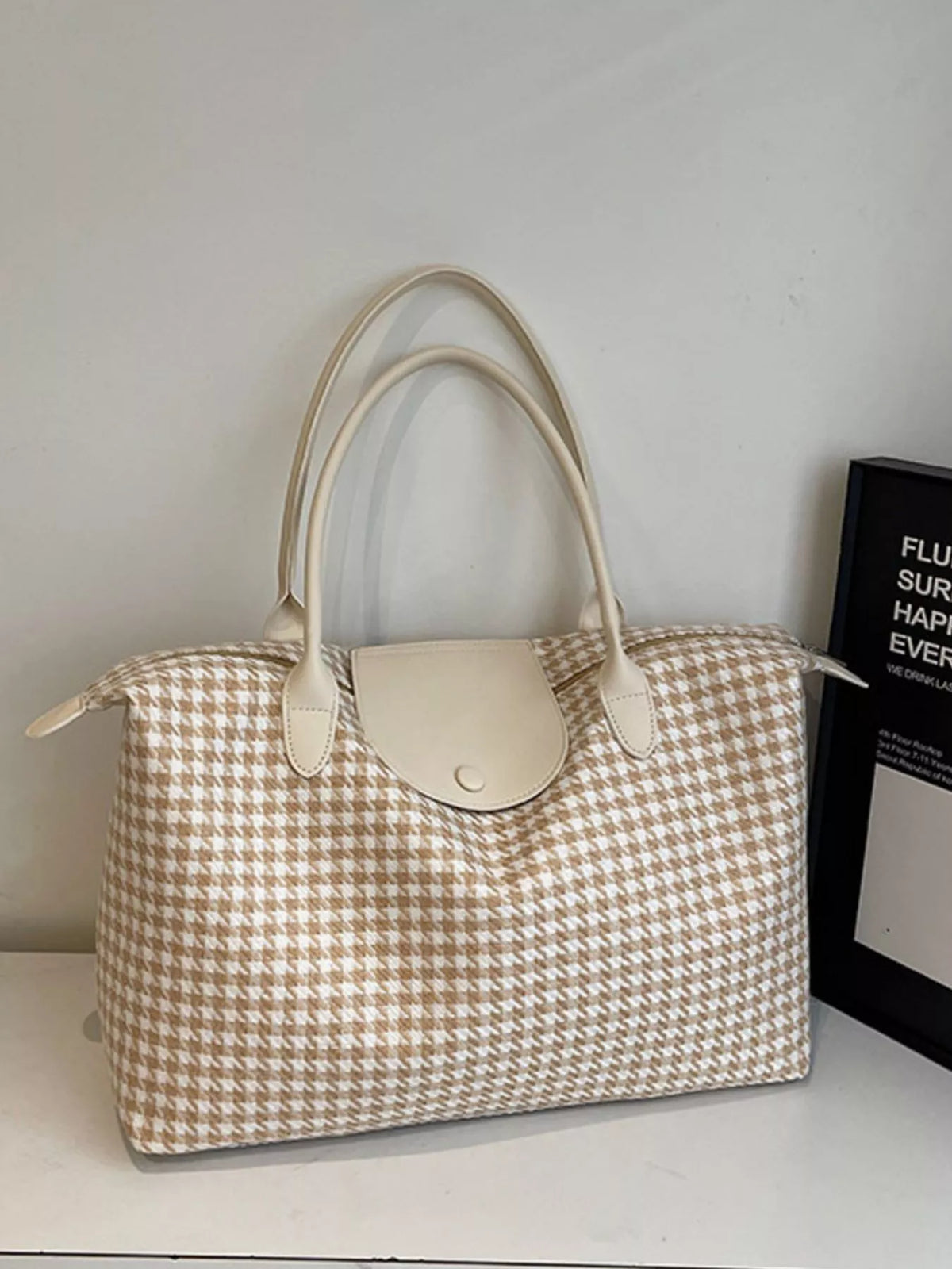 Plaid Pattern Travel Bag - Beige - View 5