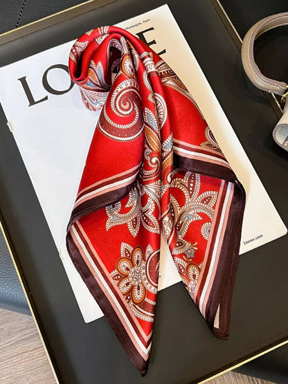 Vintage Paisley Silk Scarf - Deep Red - View 3