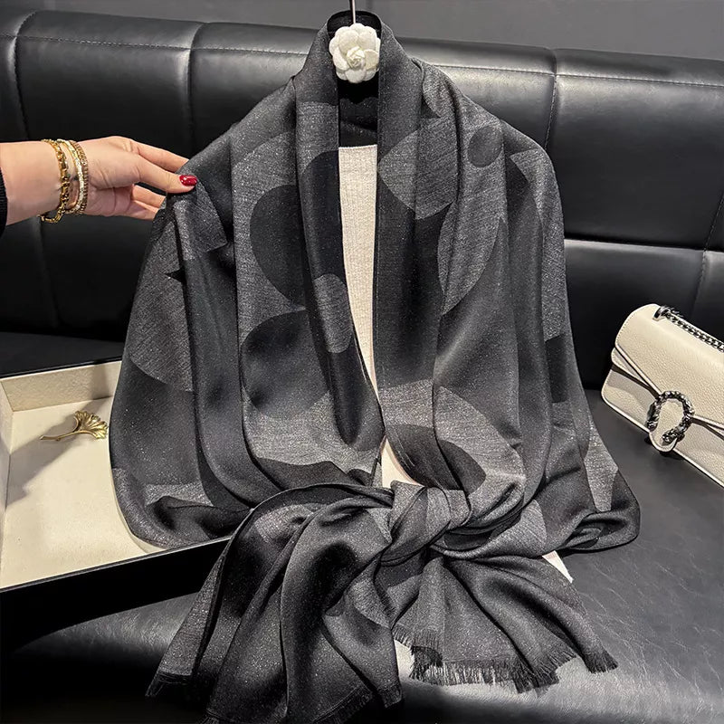 Lightweight Raw Hem Scarf - Black - View 7