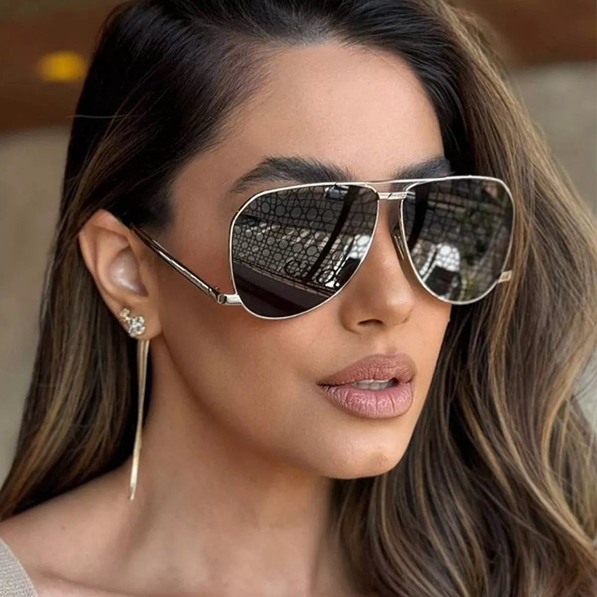 UV Protection Aviator Sunglasses - Silver - View 2