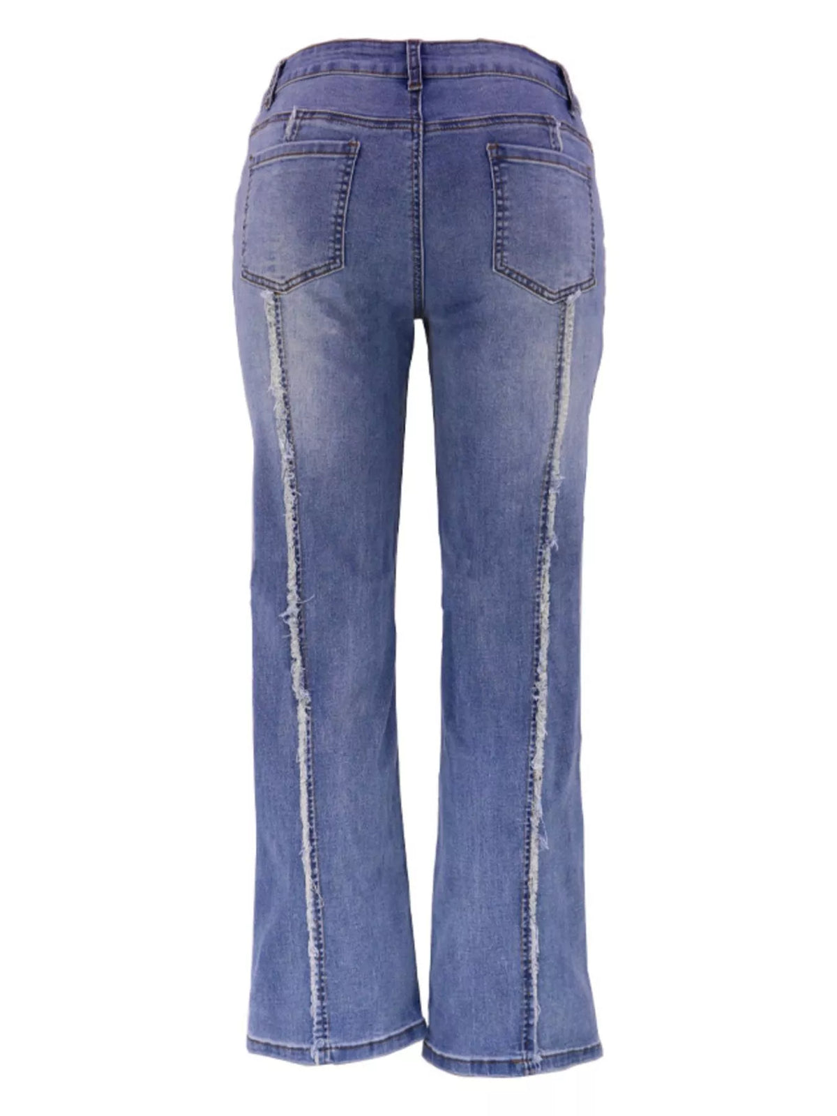 Striped Low-Rise Flare Jeans - Blue - View 9