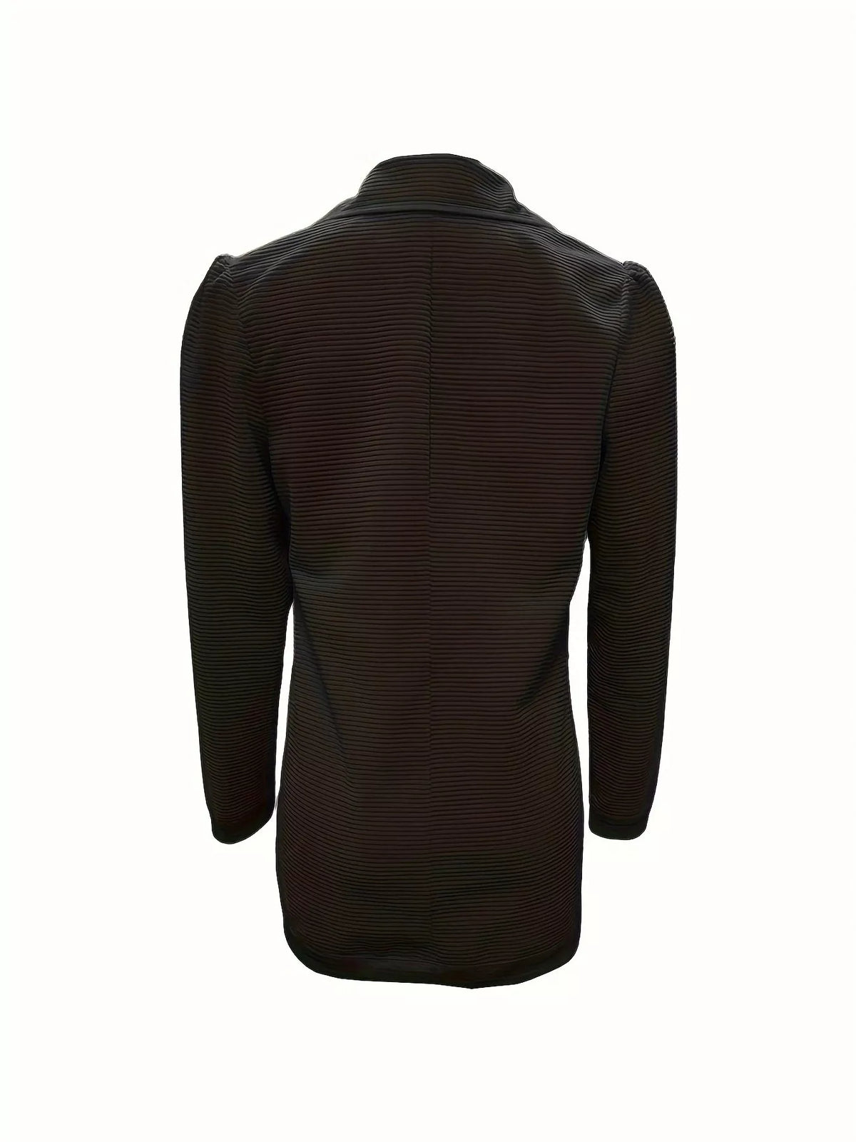 Texture Knit Double-Breasted Blazer - Black - View 15