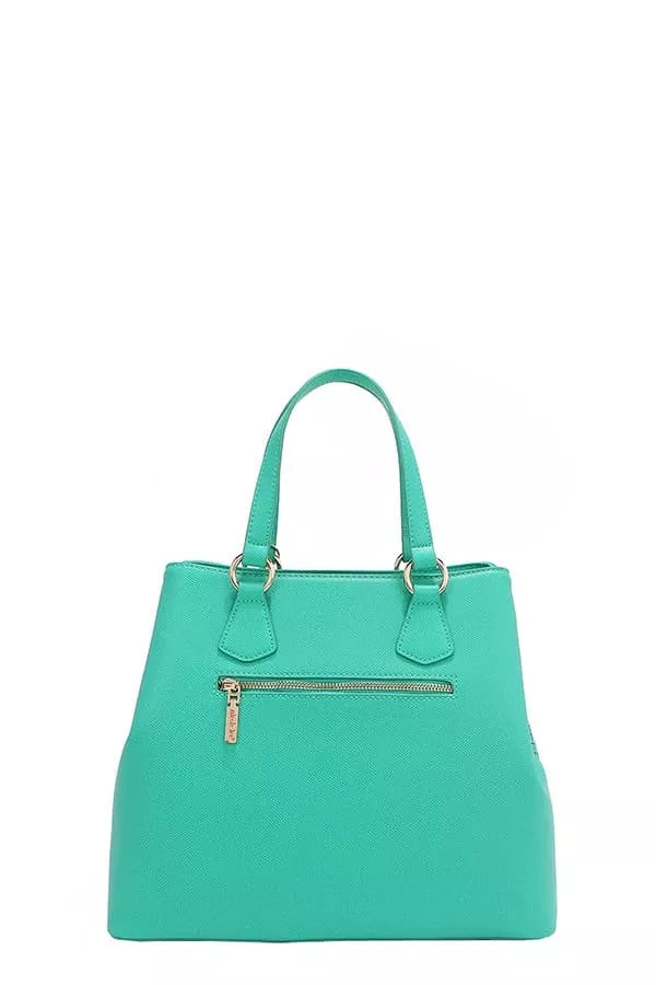 Nicole Lee USA Monogram Pattern Handbag with Rhinestones Decor - EMERALD - View 10
