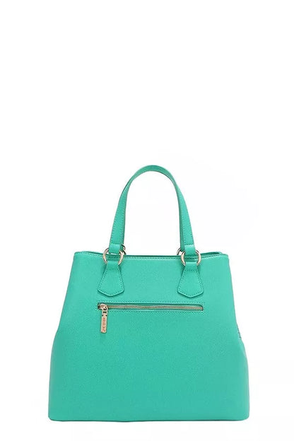 Nicole Lee USA Monogram Pattern Handbag with Rhinestones Decor - EMERALD - View 10
