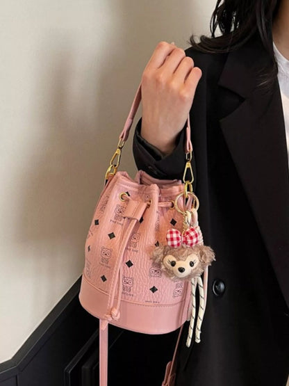 Drawstring Bucket Crossbody Bag - Blush Pink - View 3