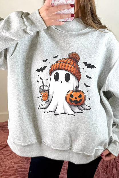 Reversible Halloween Graphic Mock Neck Tunic Sweatshirt - All Colors - View 4