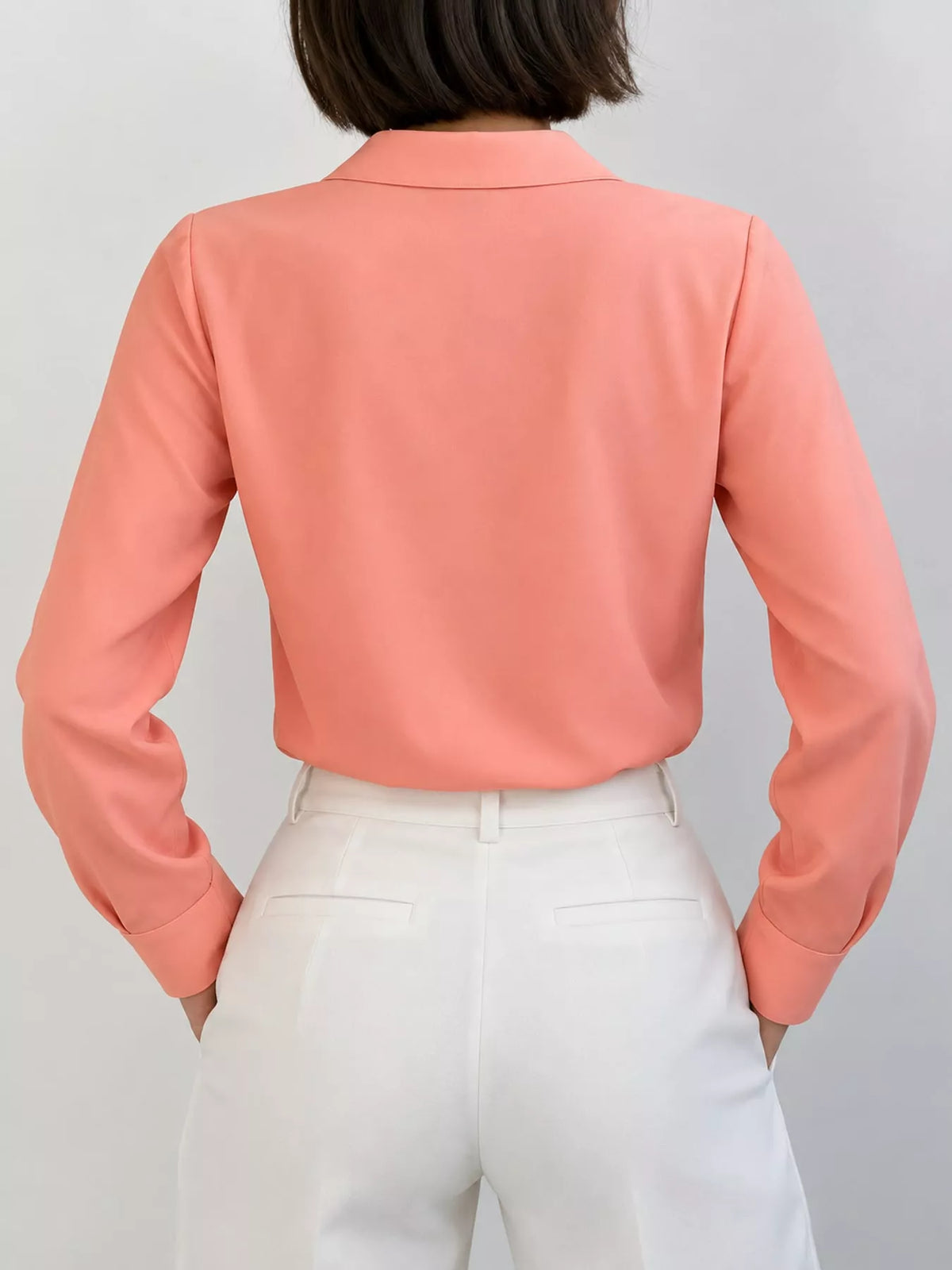 Button Up Long-Sleeve Shirt - Tangerine Pink - View 25