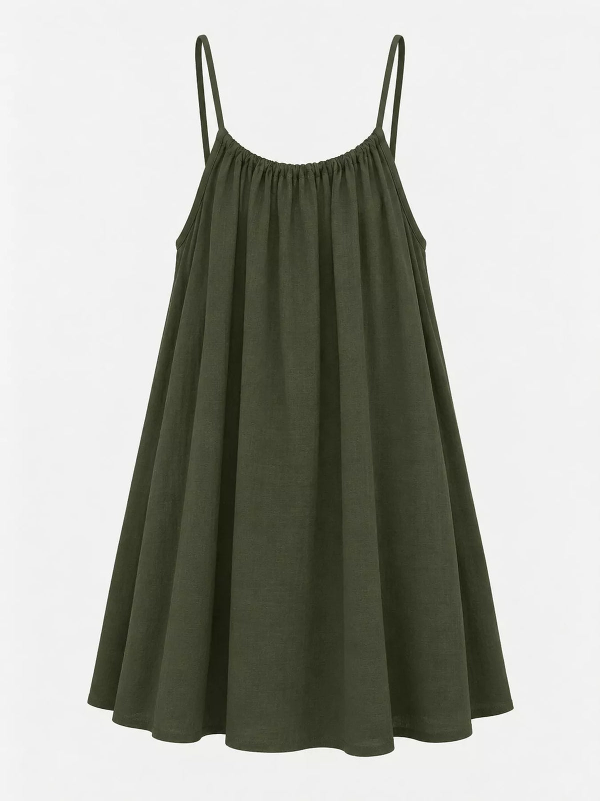 Full Size Backless Spaghetti Strap A-Line Mini Dress Plus Size - Dark Green-Style C - View 66