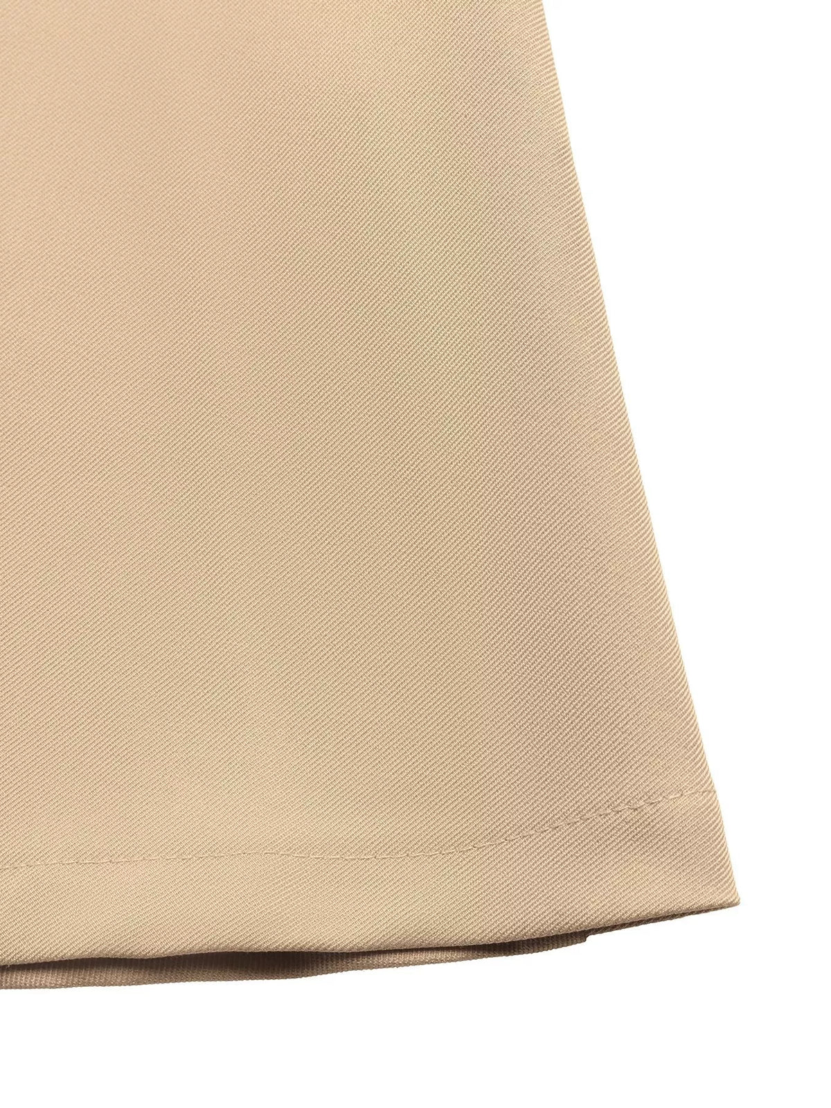 Contrast Lapel Button Front Midi Shirt Dress - Khaki - View 11