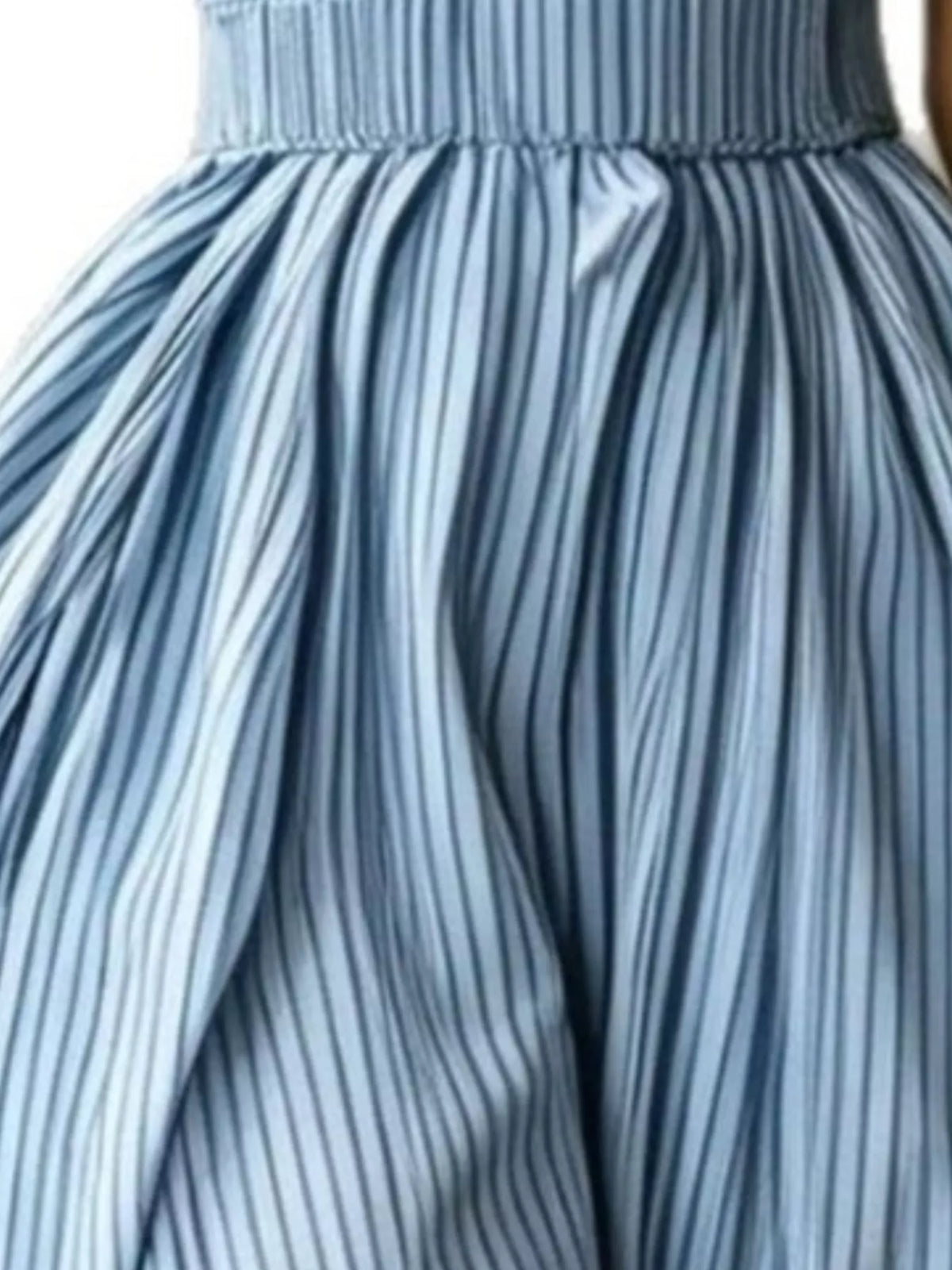 Striped Mock Neck Sleeveless Maxi Dress - Pastel  Blue - View 2