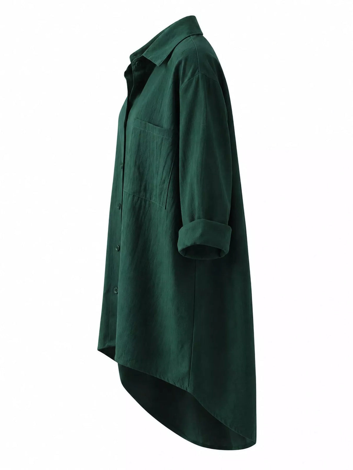 Full Size Casual Button-Down Shirt with Dual Chest Pockets Plus Size - Green - View 24