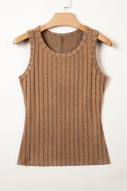 Sky Blue Slim Ribbed Mineral Wash Tank Top