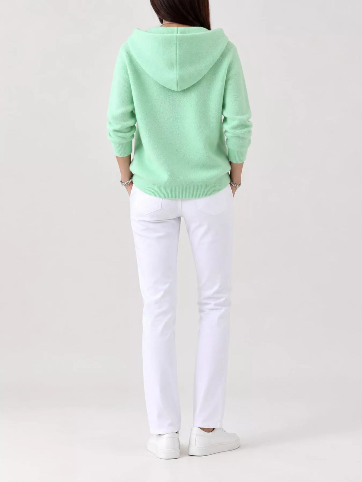 Full Size Hooded Button-Down Knit Cardigan Plus Size - Gum Leaf - View 3