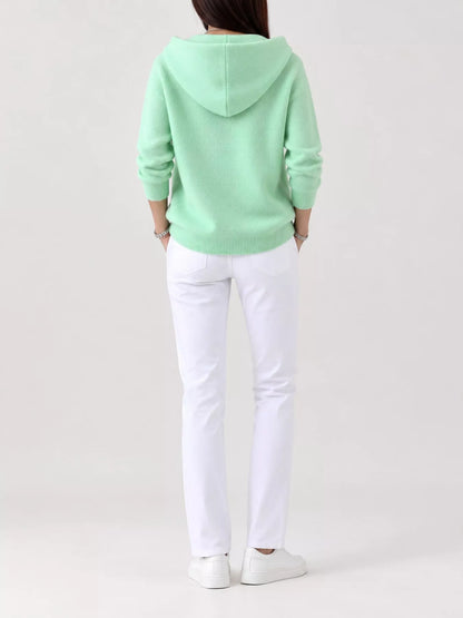 Full Size Hooded Button-Down Knit Cardigan Plus Size - Gum Leaf - View 3