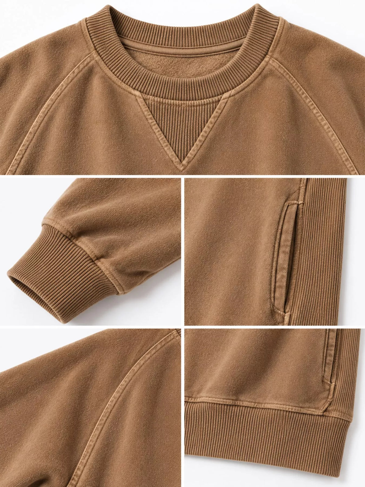 Crew Neck Raglan Sleeve Sweatshirt - Brown - View 28