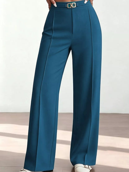 High-Waisted Wide-Leg Pants - Peacock Blue - View 2