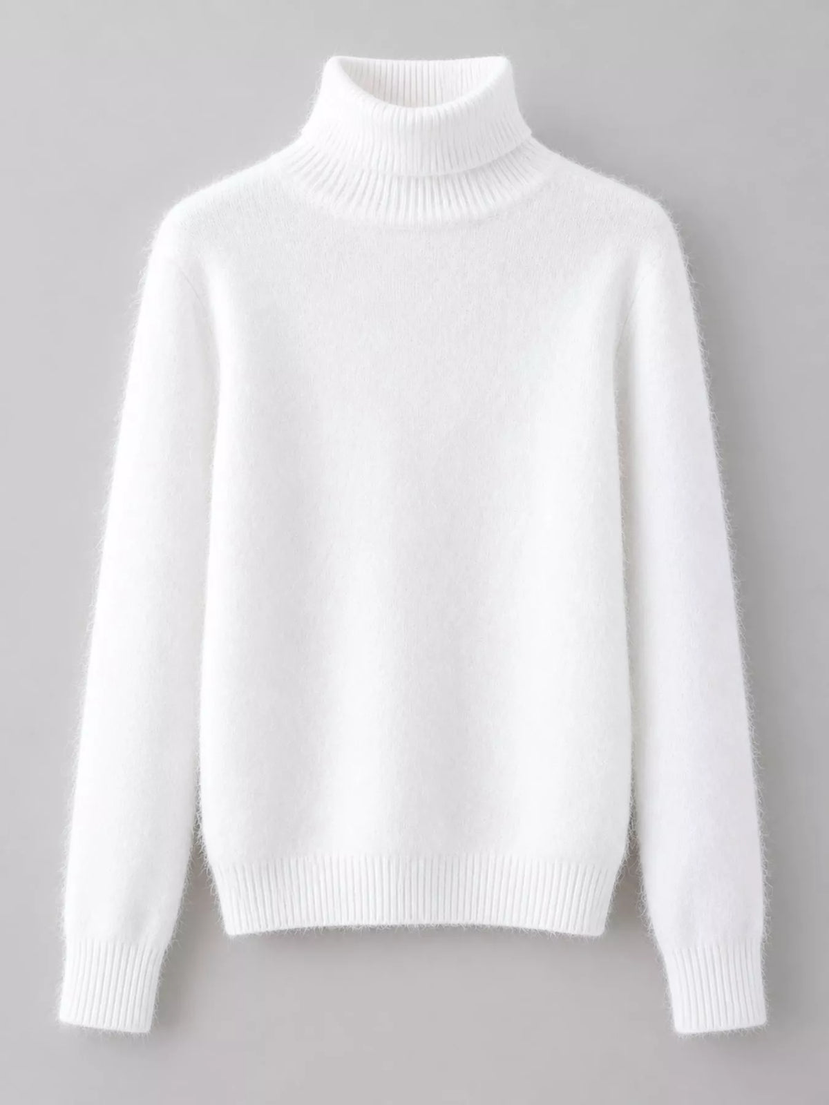 Full Size Turtleneck Long Sleeve Sweater Plus Size - White - View 19