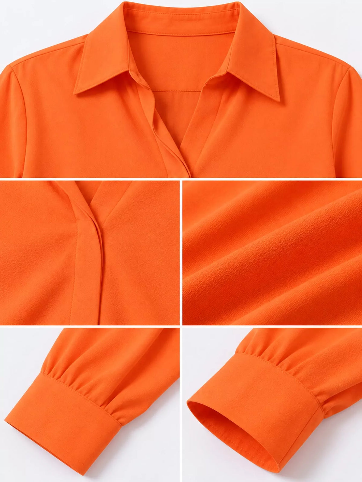 Button Up Long-Sleeve Shirt - Bright Orange - View 85