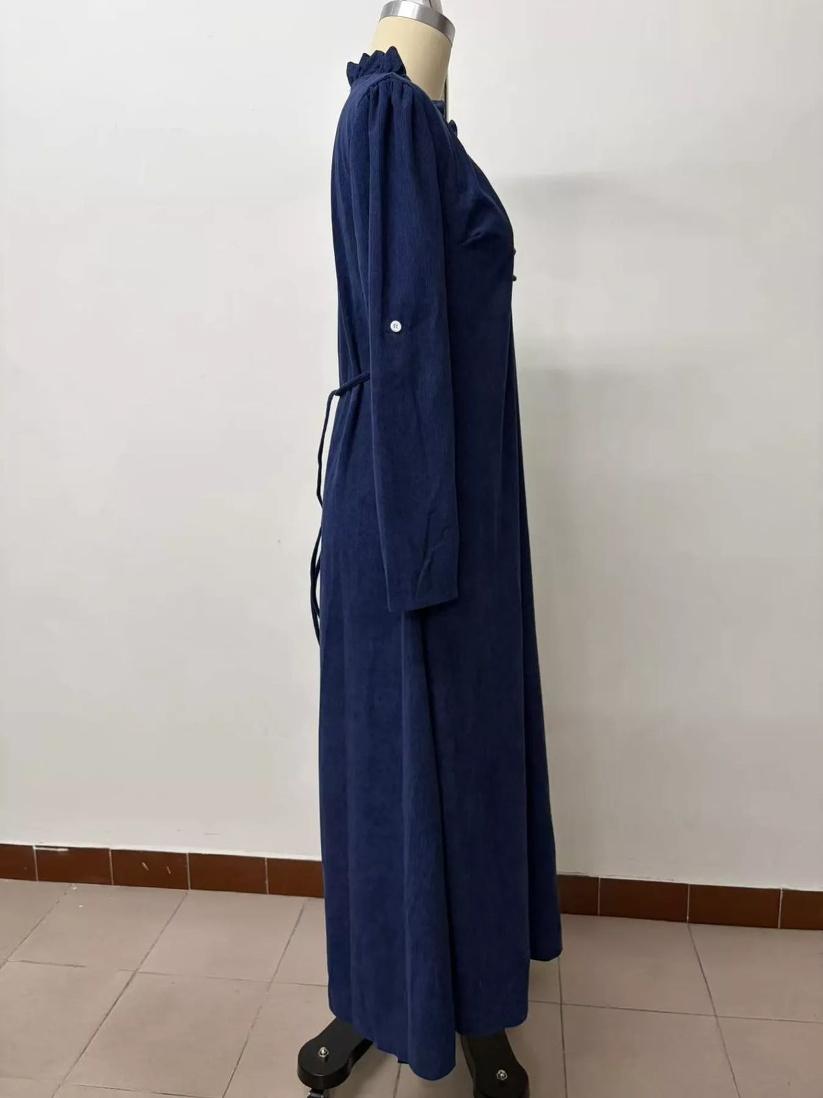 Full Size Frill Roll-Up Sleeve Maxi Dress Plus Size - Dark Blue - View 30