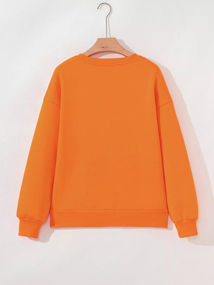 Dancing Critters Sequin Halloween Crewneck Sweatshirt - Orange - View 8