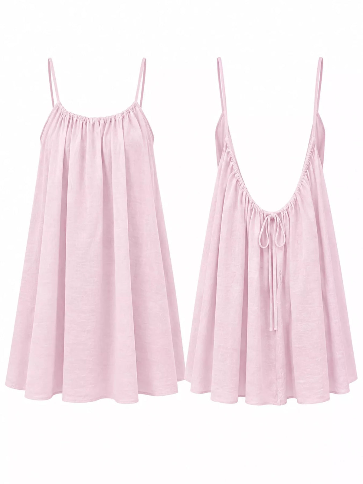 Full Size Backless Spaghetti Strap A-Line Mini Dress Plus Size - Light Pink-Style C - View 88