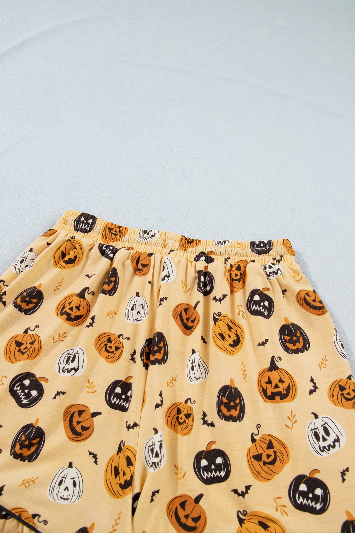 Orange Long Sleeve Ruffle Pumpkin Face Print Two Piece Lounge Set - product photo 17