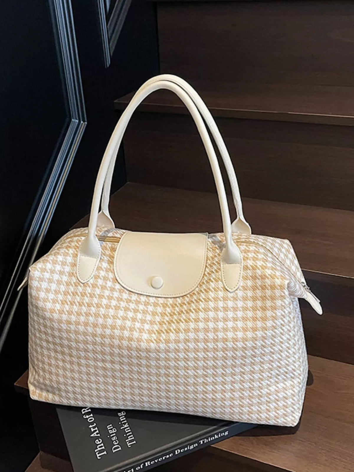 Plaid Pattern Travel Bag - Beige - View 7